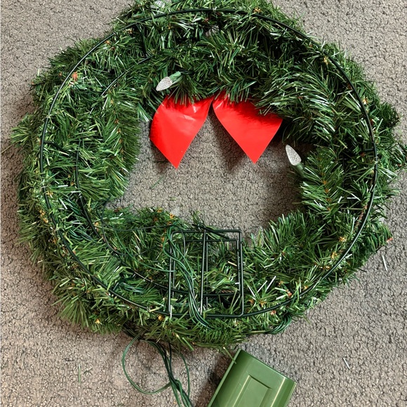 Vintage Kmart Battery Operated Christmas Wreath Green Light Up 19” - Picture 3 of 3